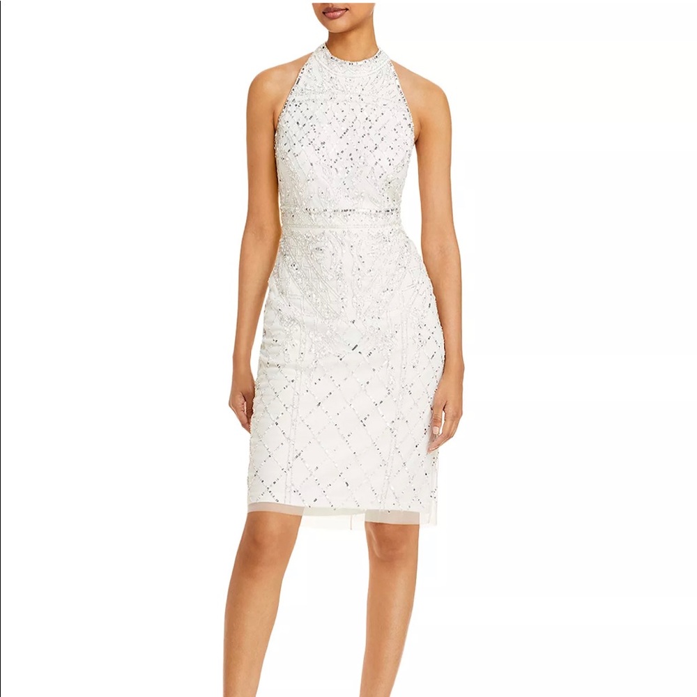 Adrianna Papell Beaded Halter Cocktail Dress